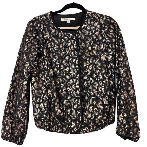 Trina Turk Lace Overlay Jacket Womens 2 Black